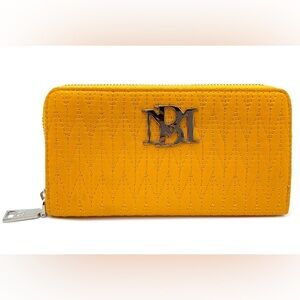 Badgley Mischka Yellow Quilted Zip-Around Wallet BM Logo NWT 😺✨